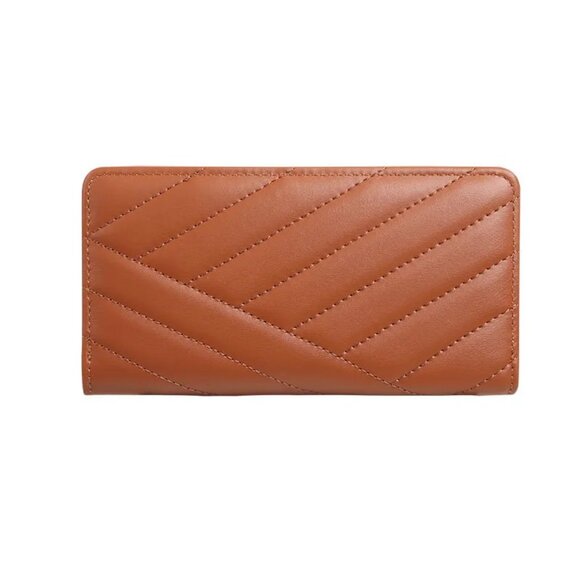 $10 ADD ON ITEM - Brown Quilted Faux Leather Wallet Clutch Zip Around Wristlet - Picture 5 of 5